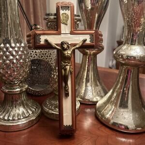 Vintage Jesus Crucifix Sick Call Wooden Cross with Secret Compartment Catholic